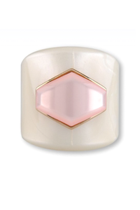 Armani Ivory White Pearlescent Pink Rectangular Gem Stone Cuff Bracelet