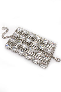 Armani Silver Metal Chain & Crystal Massive Bracelet