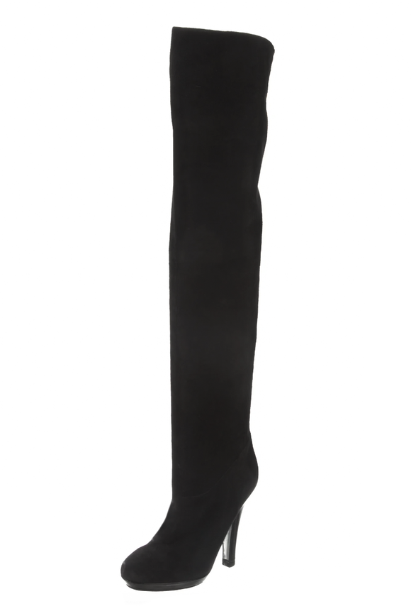 Azzaro Paris Black Suede Thigh High Over Knee Boots