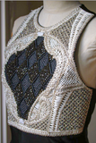 Balmain Black White Braided Crystal Embellished Diamond Dress