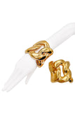 Balmain Gold Oversized Chain Link Cuffs Set of Two Rihanna Spring 2014