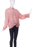 Balmain Pink Button-Up Shirt Blouse with Silver Buttons - BOUTIQUE PURCHASE PRICE