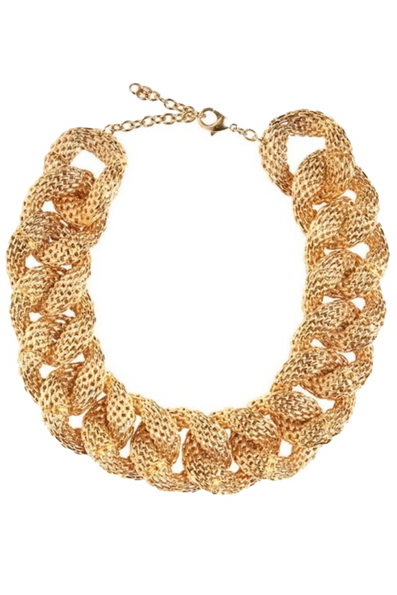 Balmain Gold Oversized Chain Link Runway Necklace Rihanna Spring 2014