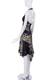 Roberto Cavalli Black Chinoiserie Floral Metallic Print Corset Dress Gown