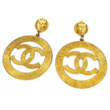 Chanel Gold Sunburst Iconic "CC" Logo Hoop Earrings 1990's Supermodel Era