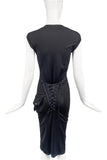 Christian Dior by John Galliano Black Corset Lace up Body Con Military Dress