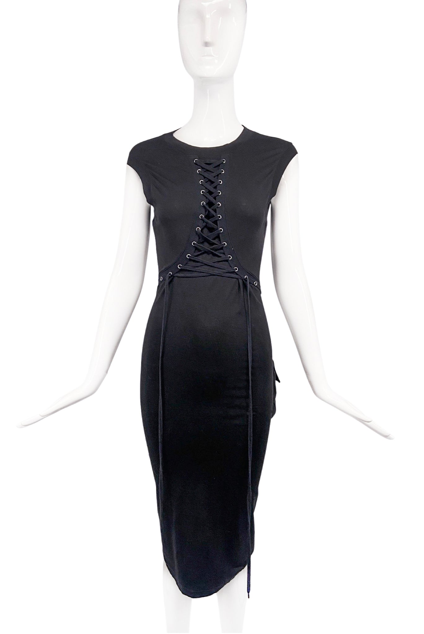 Christian Dior by John Galliano Black Corset Lace up Body Con Military PaumLosAngeles Christian Dior by John Galliano Black Corset Lace up Body Con Military PaumLosAngeles