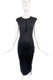 Christian Dior by John Galliano Black Corset Lace up Body Con Military Dress