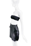 Christian Dior x John Galliano Black Leather Holster Mini Skirt with Lacing Details FW2002