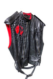 Claude Montana Black Leather Red Logo Biker Vest 1984