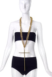 Vintage Punk Royale Couture Oversize Cross Necklace on a Large Gold Link Chain - matching Earrings