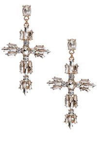 Vintage Gold Crystal Cross Dolce Gabbana Lacroix Style Earrings