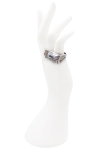 Vintage Silver Baguette Crystal Ring