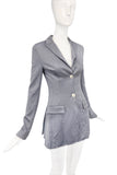 Dolce Gabbana Blue Gray Pin Stripe Fitted 90's Suit Jacket Blazer