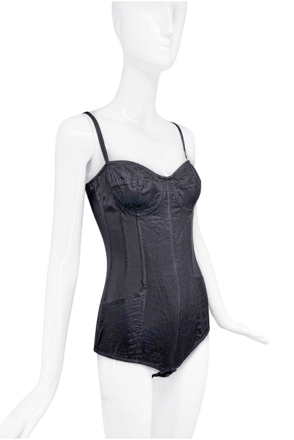 Dolce Gabbana Black Textured Iconic Bodysuit
