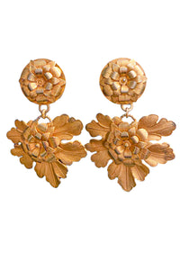 Dominique Aurientis Paris Gold Leaf Massive Vintage Earrings