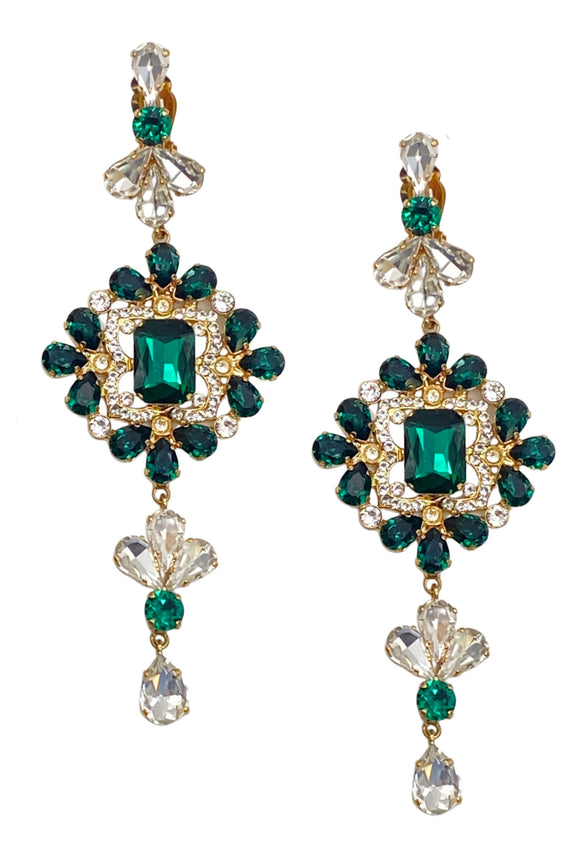Dsquared2 Emerald Green Crystal Extra Long Chandelier Earrings