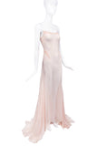 Esteban Cortazar Pale Pink Sheer Chiffon Silk Slip Dress Gown