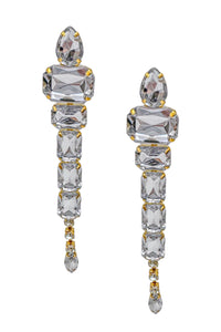 Vintage Gold Based Clear Crystal Extra Long Earrings