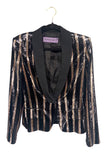 Emanuel Ungaro by Fausto Puglisi Black Gold Sequin Striped Tuxedo Blazer Jacket
