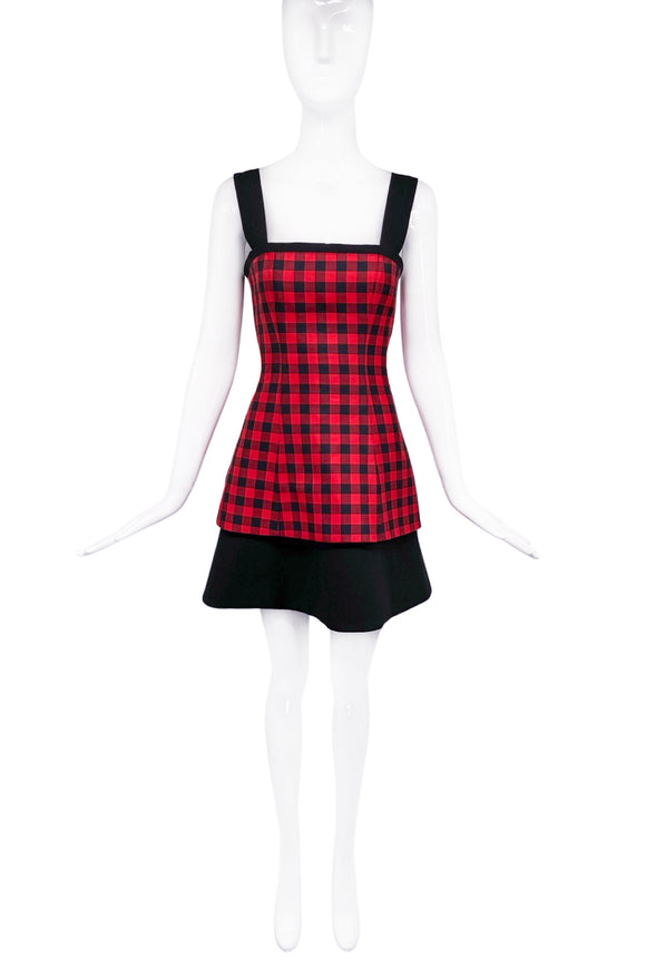 Fausto Puglisi Red Checkered Plaid Tartan A-Line Dress