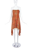 John Galliano Orange Bohemian Print Strapless Dress - BOUTIQUE PURCHASE PRICE