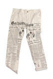 John Galliano Faux Newspaper Print Denim Pants