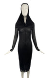 Jean Paul Gaultier Black Nylon Mesh Nun Habit Hood Stretch Dress
