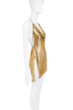 Vintage Paco Rabanne Style Gold Chain Mail Chain Mesh Halterneck Dress