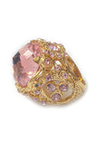 Sonia Rykiel Gold Pink Gem Stone Oversized Ring
