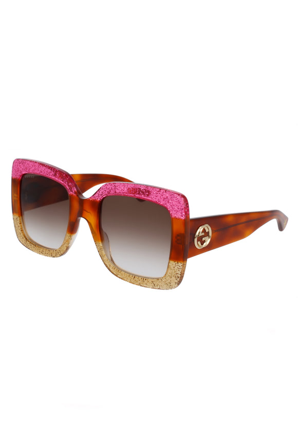 Gucci Glitter Fuchsia, Gold & Tortoise Sunglasses