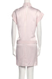 Hakaan Pale Pink Satin Pleated Mock Neck Structured Dress