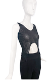 Helmut Lang Black Sheer Oval Belly Cut Out Top 90's