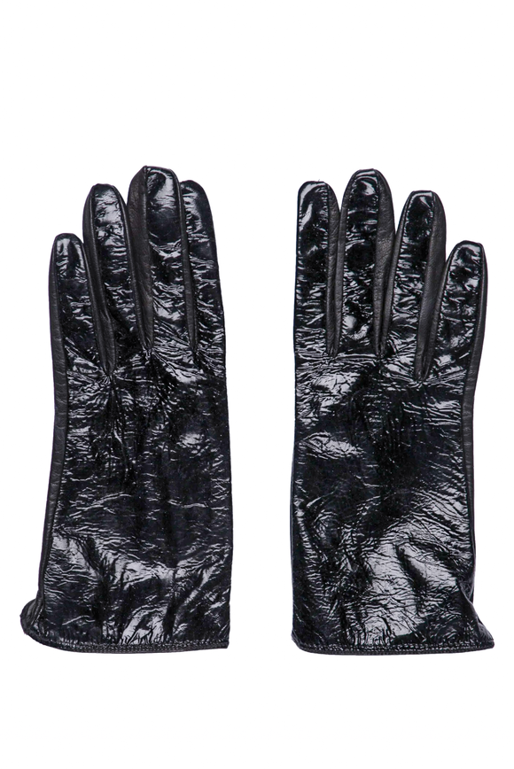 Henri Bendel 5th Ave New York Black Patent Leather Gloves
