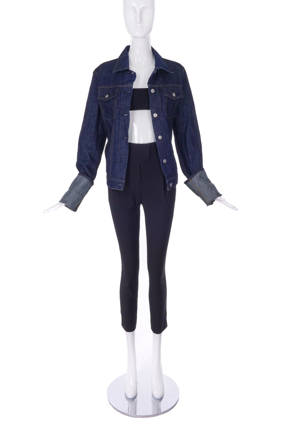 Helmut Lang Blue Denim Jacket with Oversized Flipped Cuffs