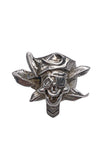 John Galliano Silver Metal Pirate Skull Feather Ring