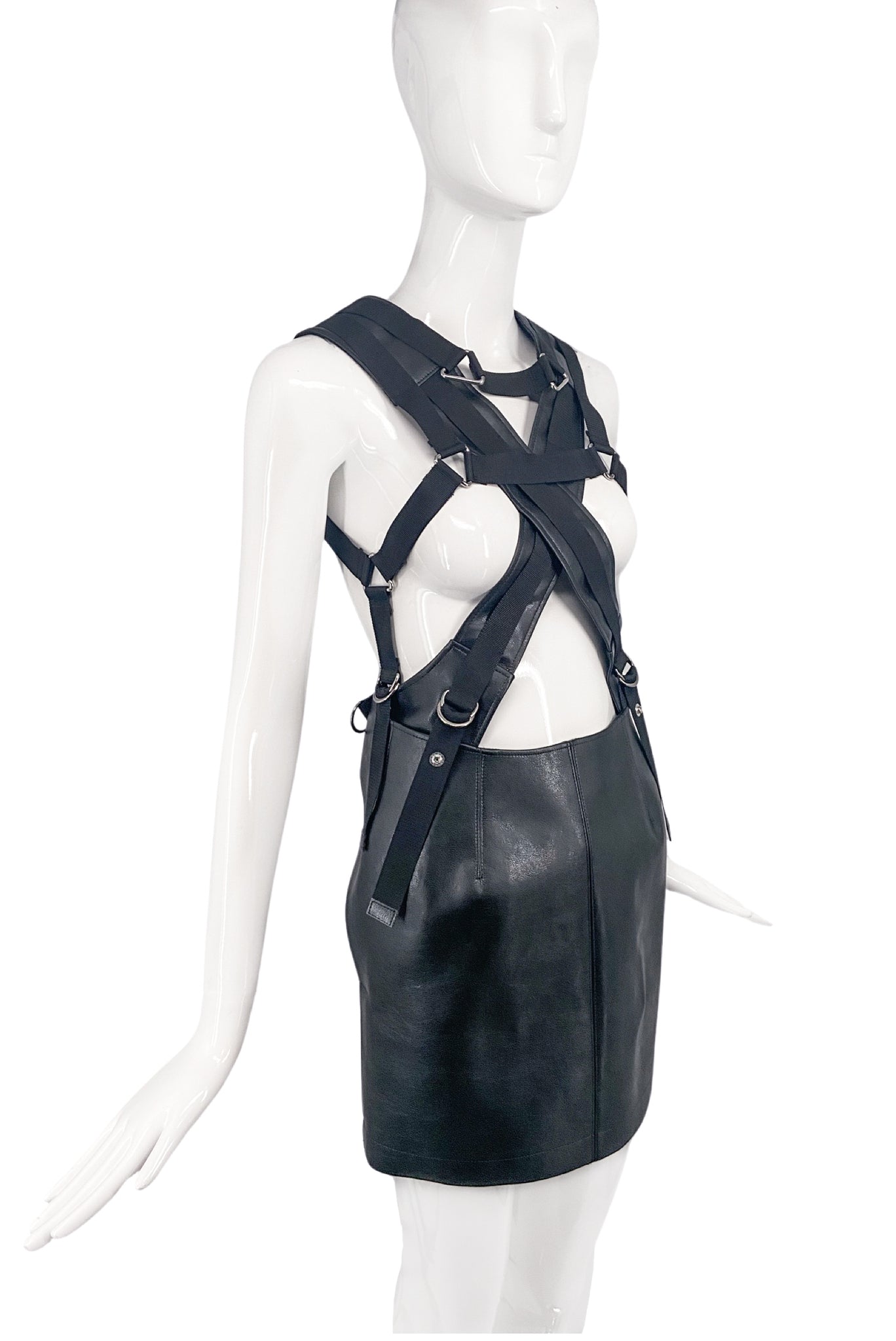 Junya Watanabe Comme des Garcons Black Leather Metal Harness Dress PaumLosAngeles Junya Watanabe Comme des Garcons Black Leather Metal Harness Dress PaumLosAngeles