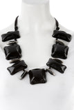 Lanvin Black Resin Bakelite Geometric Necklace #