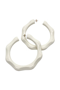 Lanvin White Resin "Bamboo" Hoop Earrings