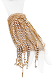 Lanvin Gold Knit Chain Mesh Chainmail Crystal Fringe Glove Bracelet