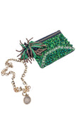 Lanvin Green Crystal Sequin Clutch Bag with Gold Chain