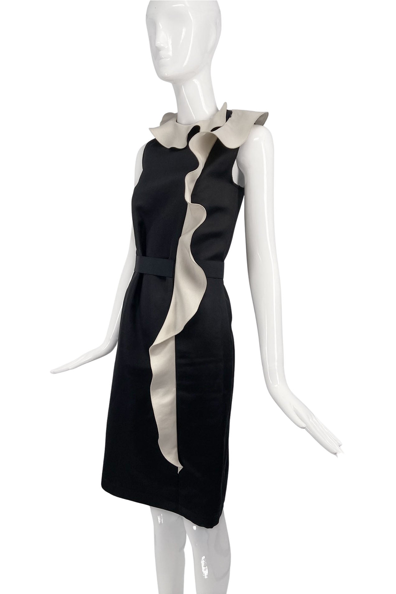 Lanvin Black Sheath Dress with a White Ruffle SS2013 PaumLosAngeles Lanvin Black Sheath Dress with a White Ruffle SS2013 PaumLosAngeles