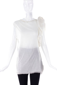 Lanvin White T-Shirt with Shoulder Ruffle Detail