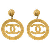 Chanel Gold Sunburst Iconic "CC" Logo Hoop Earrings 1990's Supermodel Era