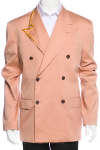 Maison Margiela Peach Beige Satin Studded Lapel Blazer Jacket