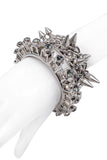 Mawi Gunmetal Silver Spike Cuff Bracelet with Crystal Details