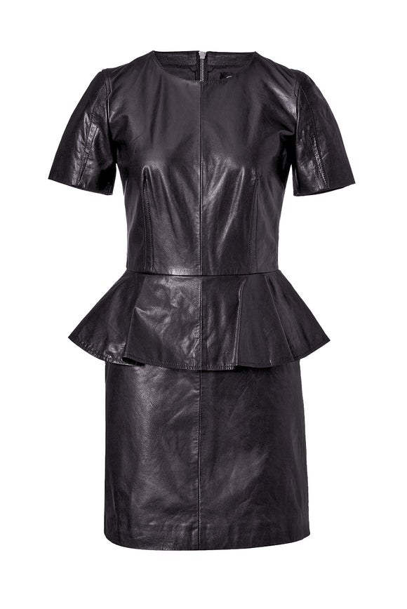 Alexander McQueen McQ Leather Peplum Dress