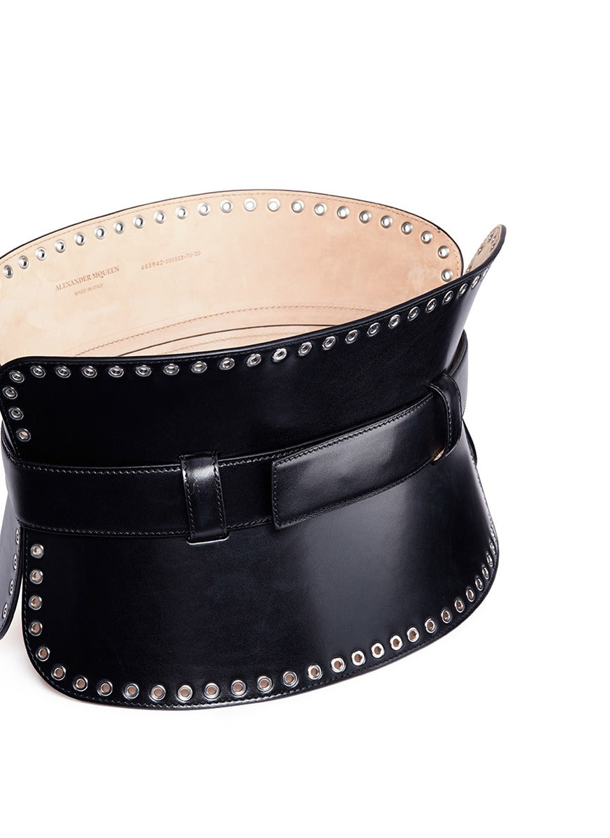 Alexander McQueen Leather Eyelet Belt 75 Leather belt Alexander McQueen Black size 95 cm in Leather  main image 4