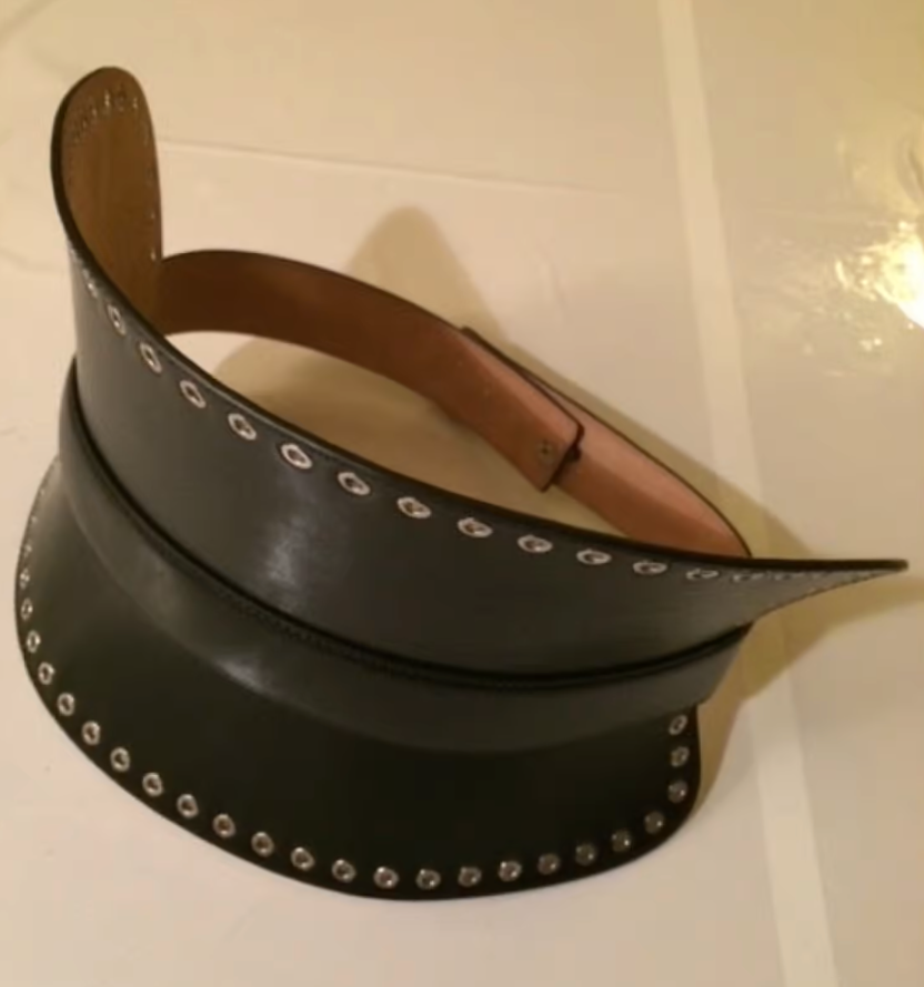 Alexander McQueen Black Leather Silver Metal Grommet Eyelid