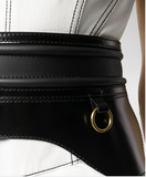 Alexander McQueen Black Leather Corset Waist Hip Bustle Metal Ring Belt